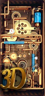 Mobile wallpaper featuring steampunk gears and blue metallic accents.