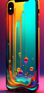 Colorful abstract wallpaper with a turquoise fluid design.