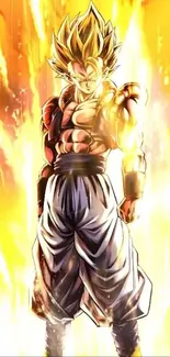 Anime character with vibrant yellow aura and dynamic energy.